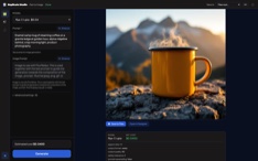 ‏Replicate Studio بملء الشاشة — عملية توليد مكتملة بنموذج flux-1.1-pro، جاهزة للتعديل أو النشر
