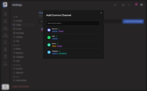 Ajustes de mensajería de Postmill — vincular una app de chat al agente